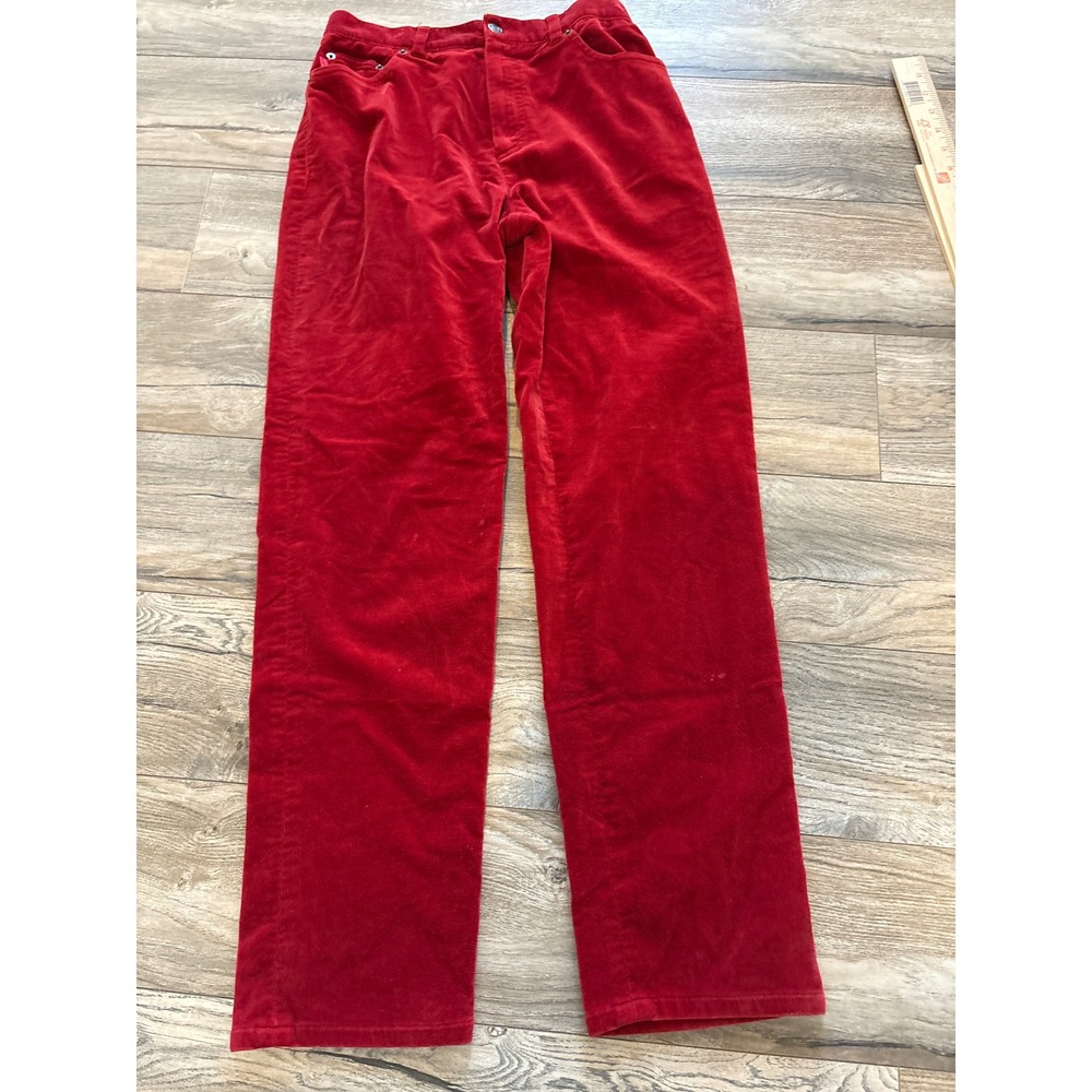 Vintage Lauren Ralph Lauren Red Co Velour Straight Leg Womens 6